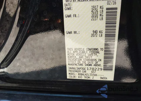 2016 Nissan Altima 2.5 Sr from USA, damaged, VIN 1N4AL3AP3GC170229